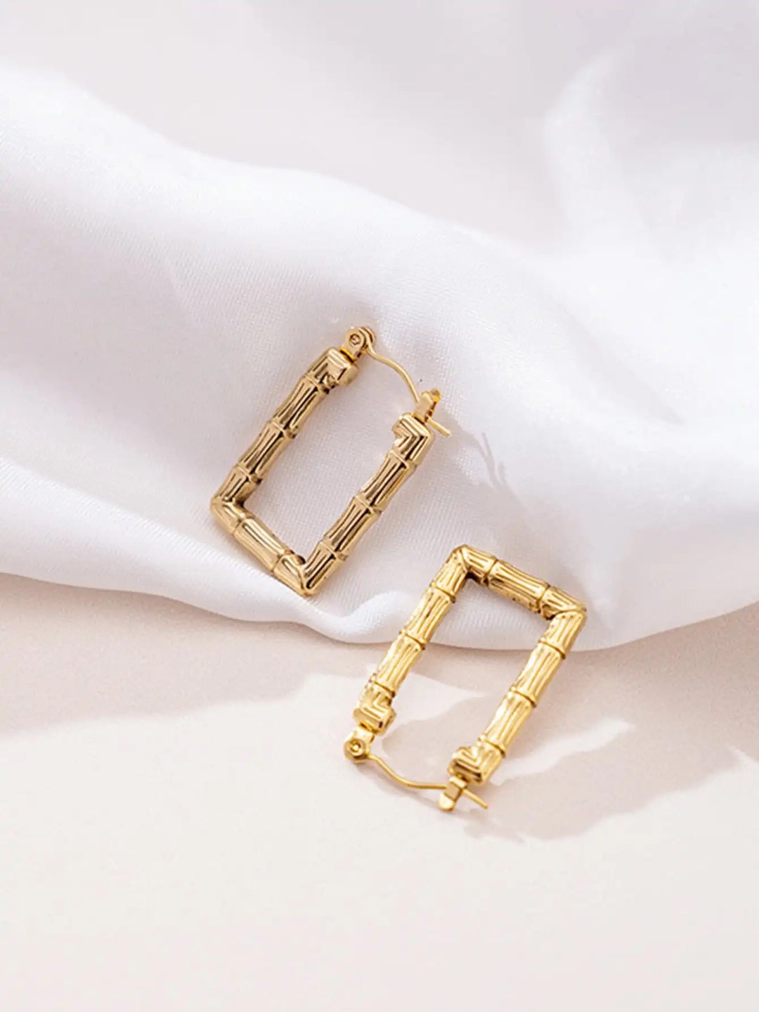 18K Gold-Plated Bamboo Hoop Earrings