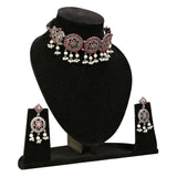 Ruby Studded German Silver Choker set
