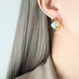 Green Geometric Hoop Earrings