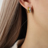 C Shape two tone 18k Gold Plated Earrings