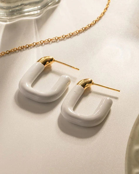 U-Shaped Enamel Earrings