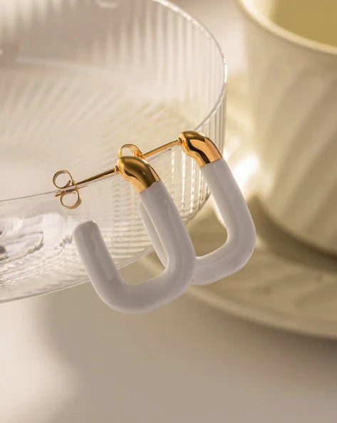 U-Shaped Enamel Earrings