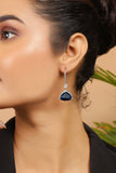 Sapphire Silver Plated American Diamond Drop Earrings