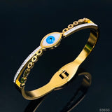 White Shell Evil Eye Bangle Bracelet