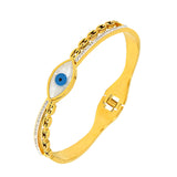 White Shell Evil Eye Bangle Bracelet