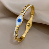 White Shell Evil Eye Bangle Bracelet
