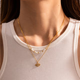 Double-Layer Necklace with  Evil Eye Pendant
