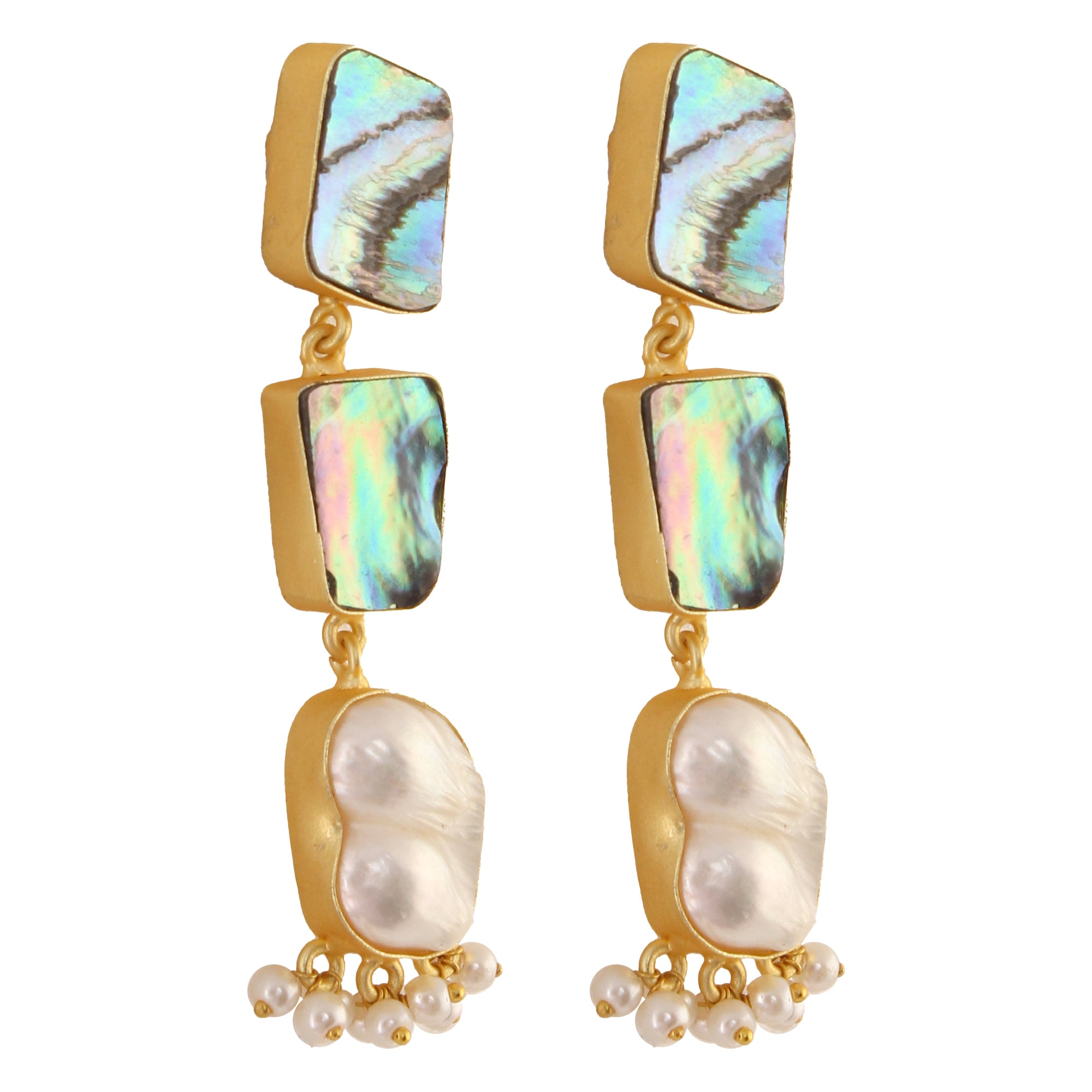 Contemporary Abalone Baroque pearl Earrings