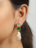 Baroque Pearl Green Monalisa stone earrings