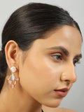 Grey Pink Monalisa stone  & Fresh water pearl Earrings