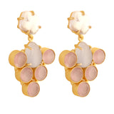 Grey Pink Monalisa stone  & Fresh water pearl Earrings