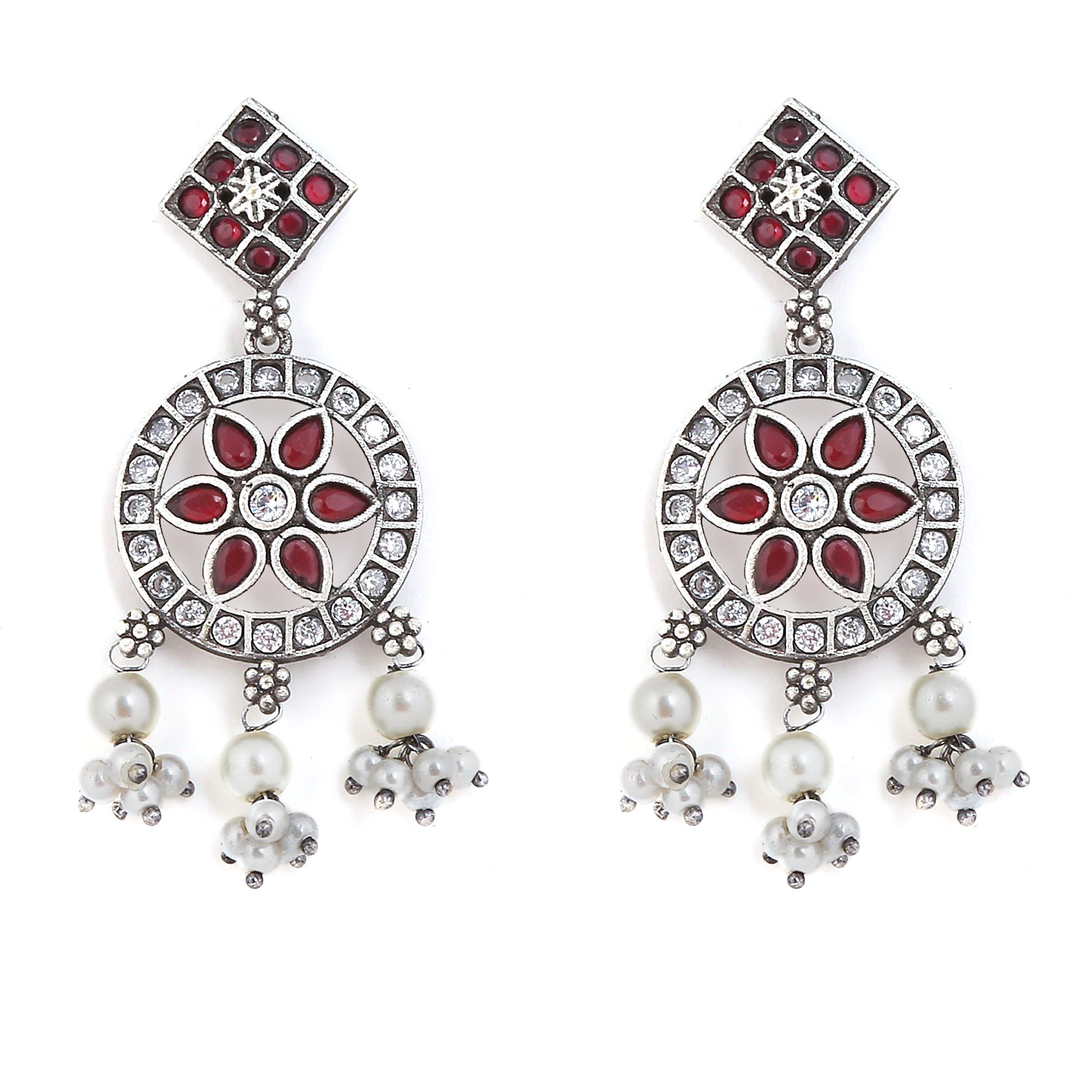 Ruby Studded German Silver Choker set