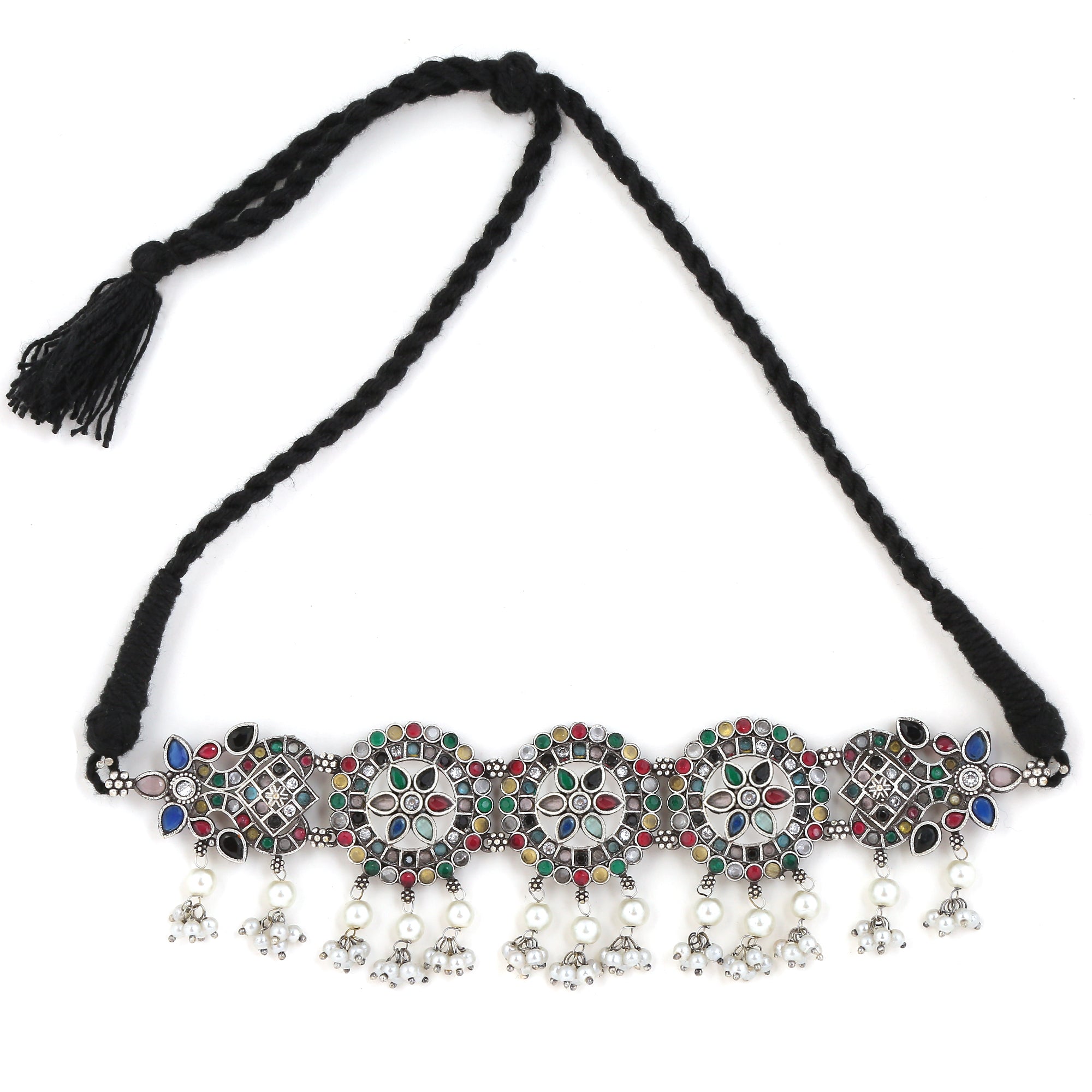 Multicolored German Silver choker set
