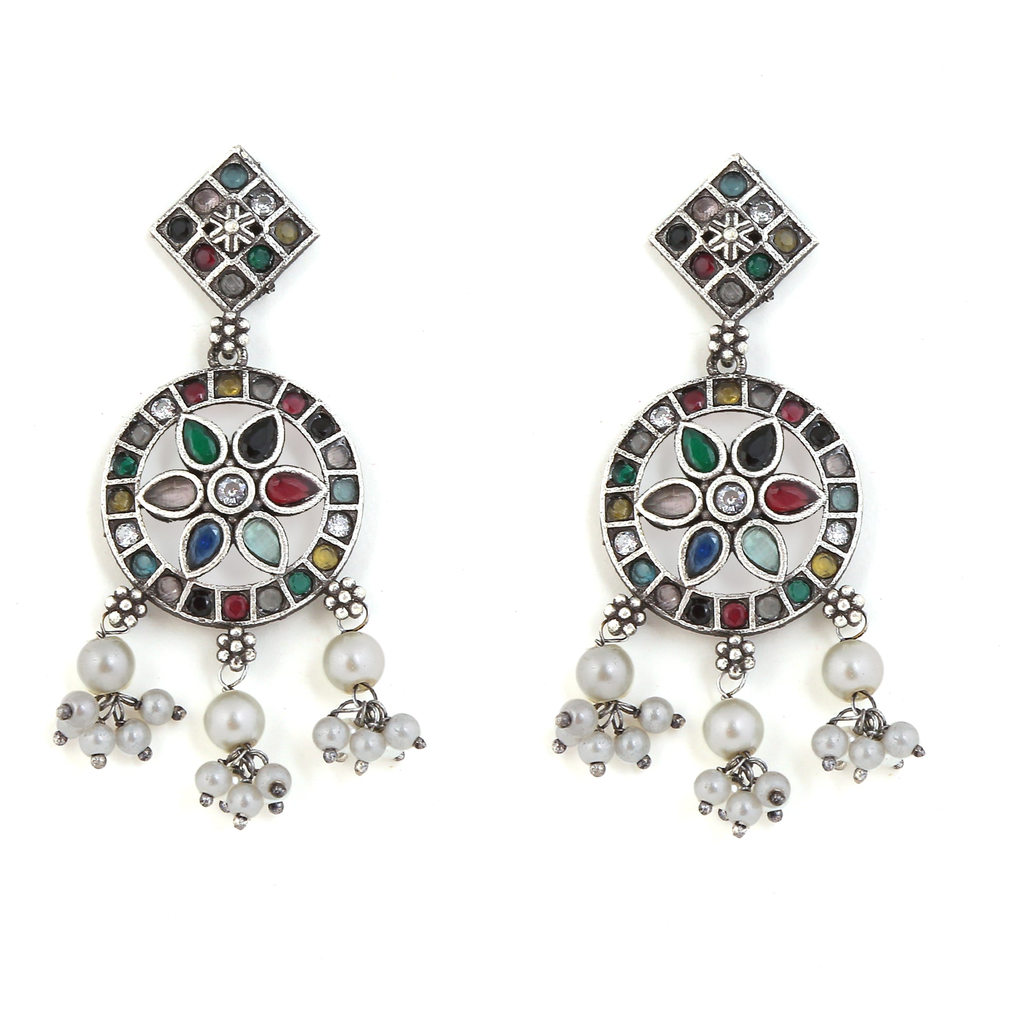 Multicolored German Silver choker set