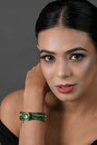 Green Gold Toned Kundan bracelet