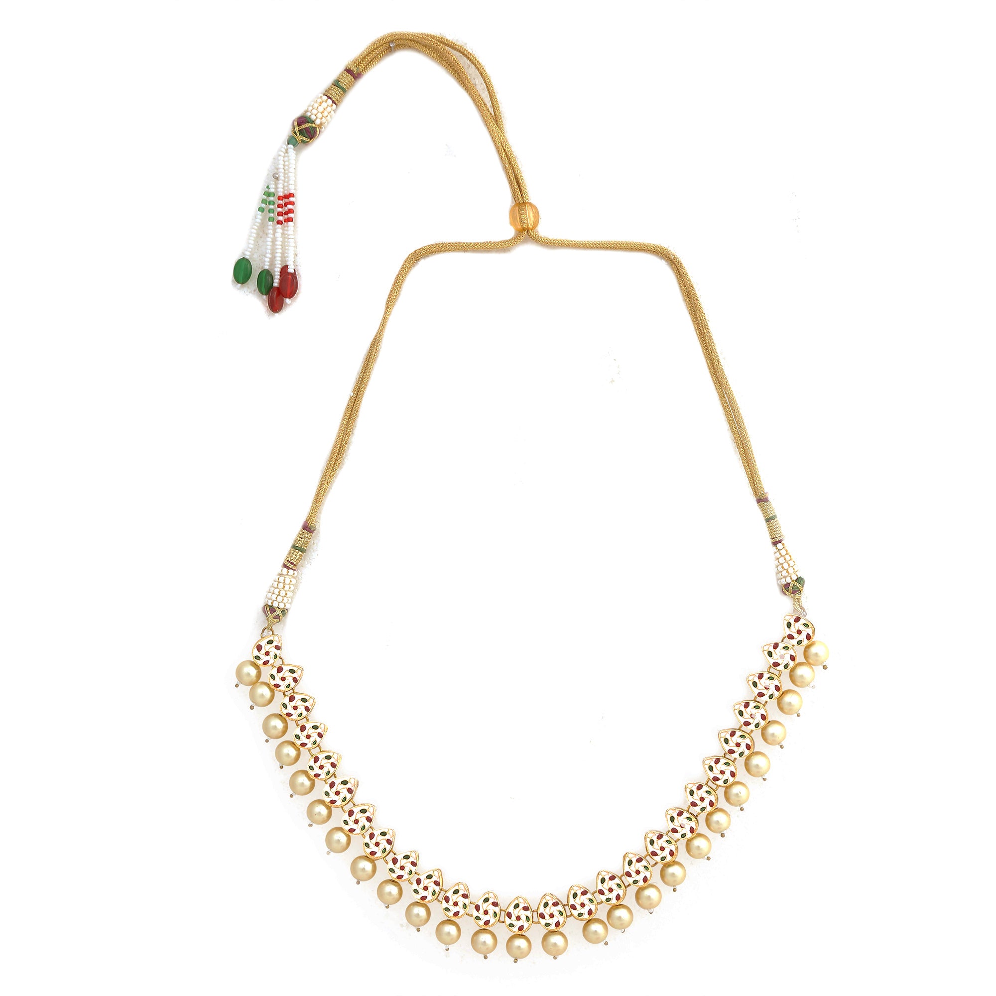Kundan ivory beaded necklace with earrings