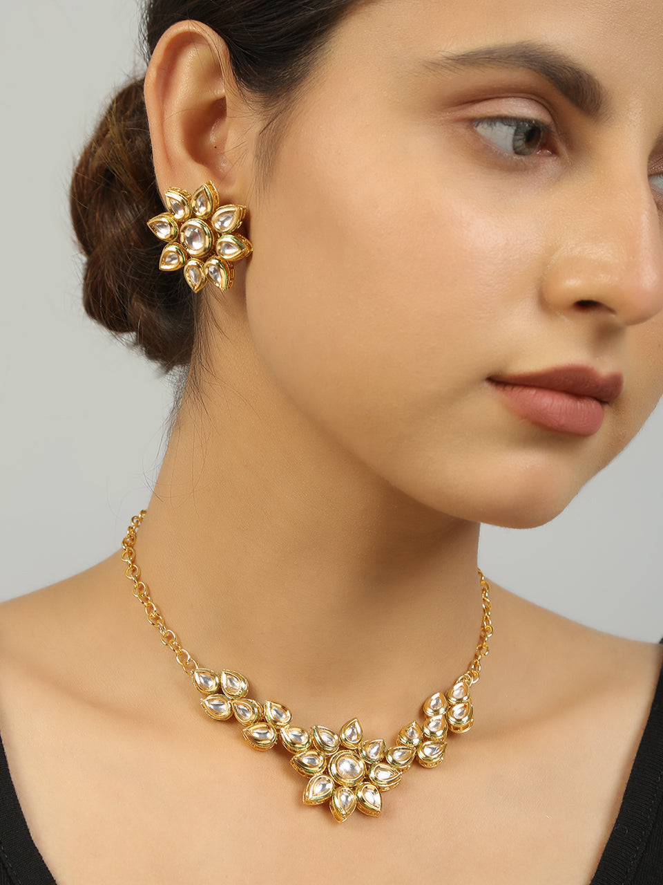 Floral  Kundan necklace with earrings