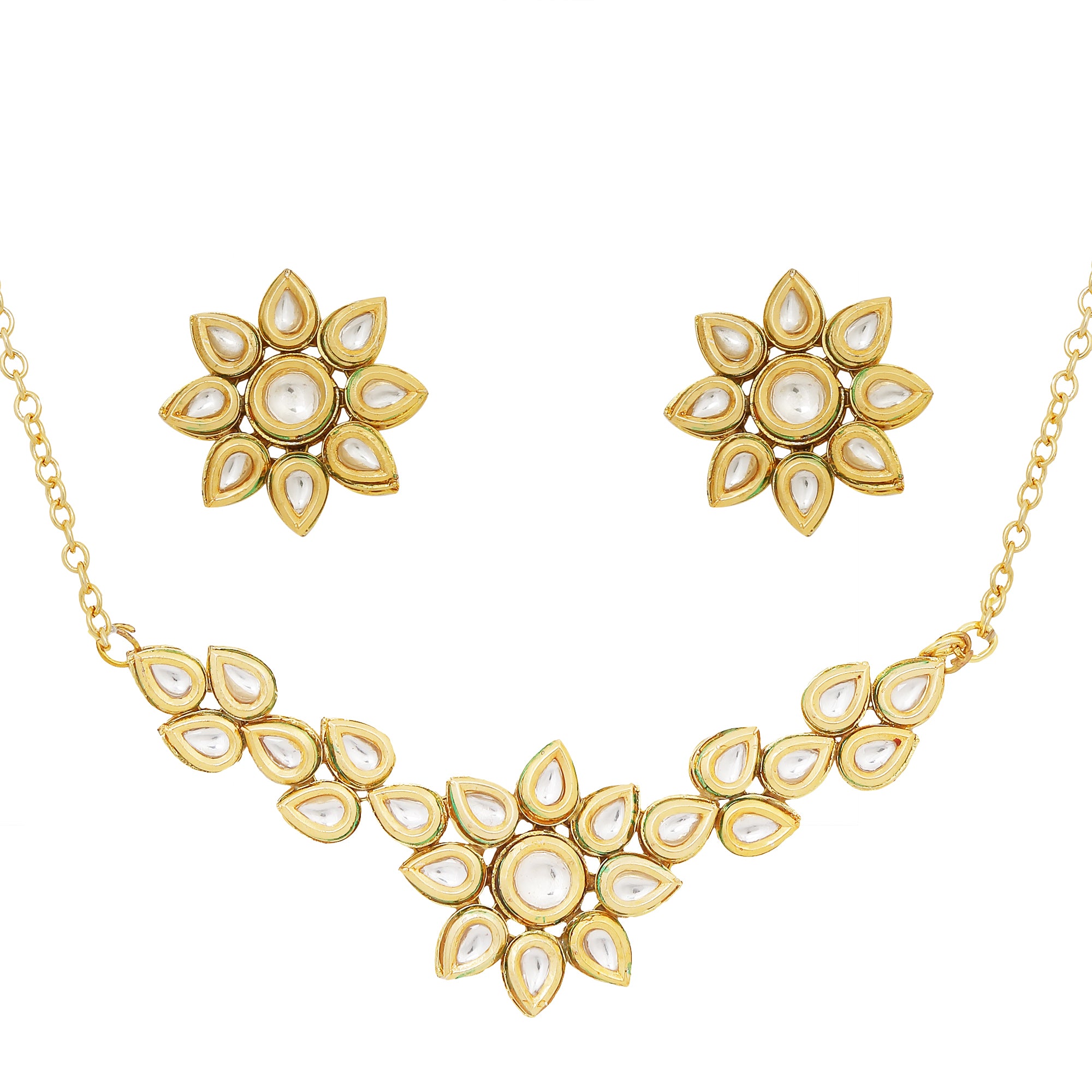 Floral  Kundan necklace with earrings