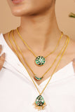Multi layered Green Meenakari Necklace