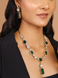 Royal Emerald  Moissanite Polki Necklace Set
