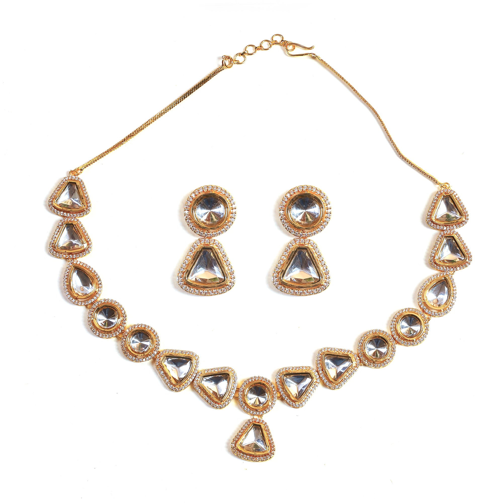 Gold toned  Kundan Polki Necklace set