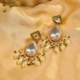 Kundan Polki Drop Earrings with pearls