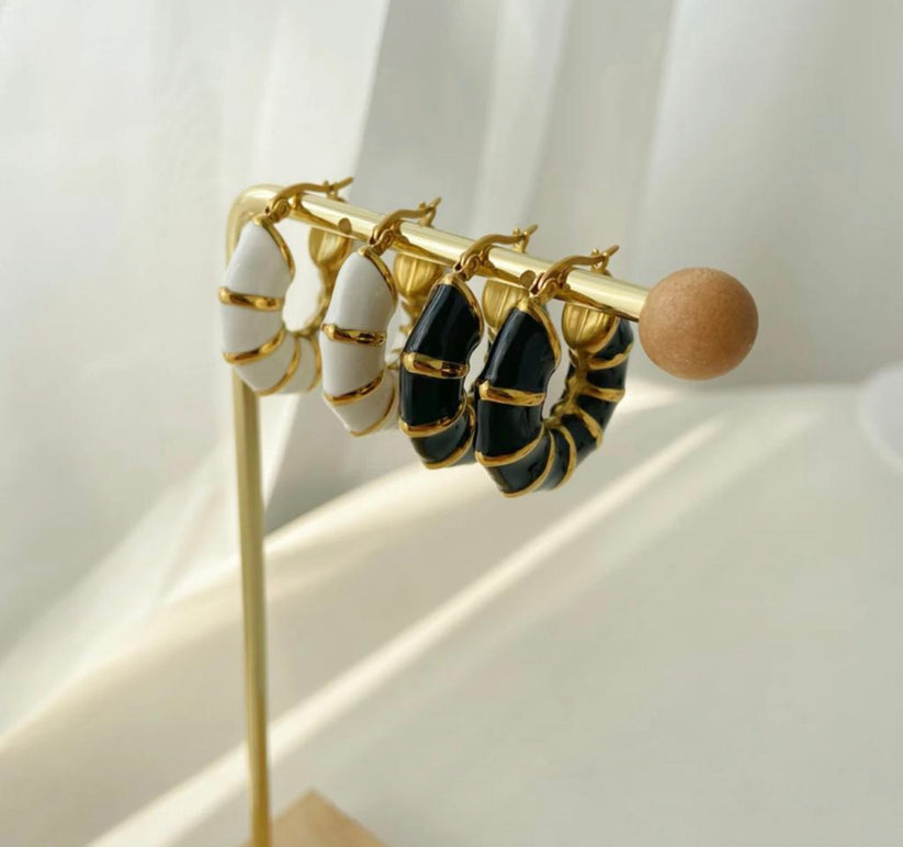 Black Enamel Hoops