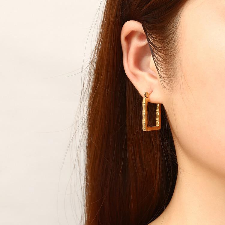18K Gold-Plated Bamboo Hoop Earrings