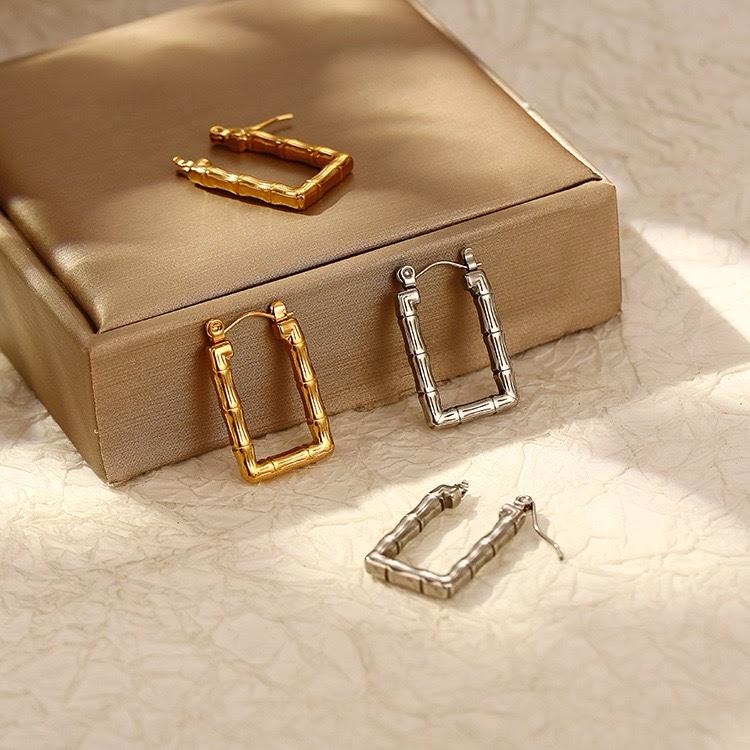 18K Gold-Plated Bamboo Hoop Earrings