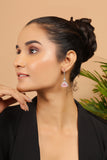 Pink Silver Plated American Diamond Drop Earrings