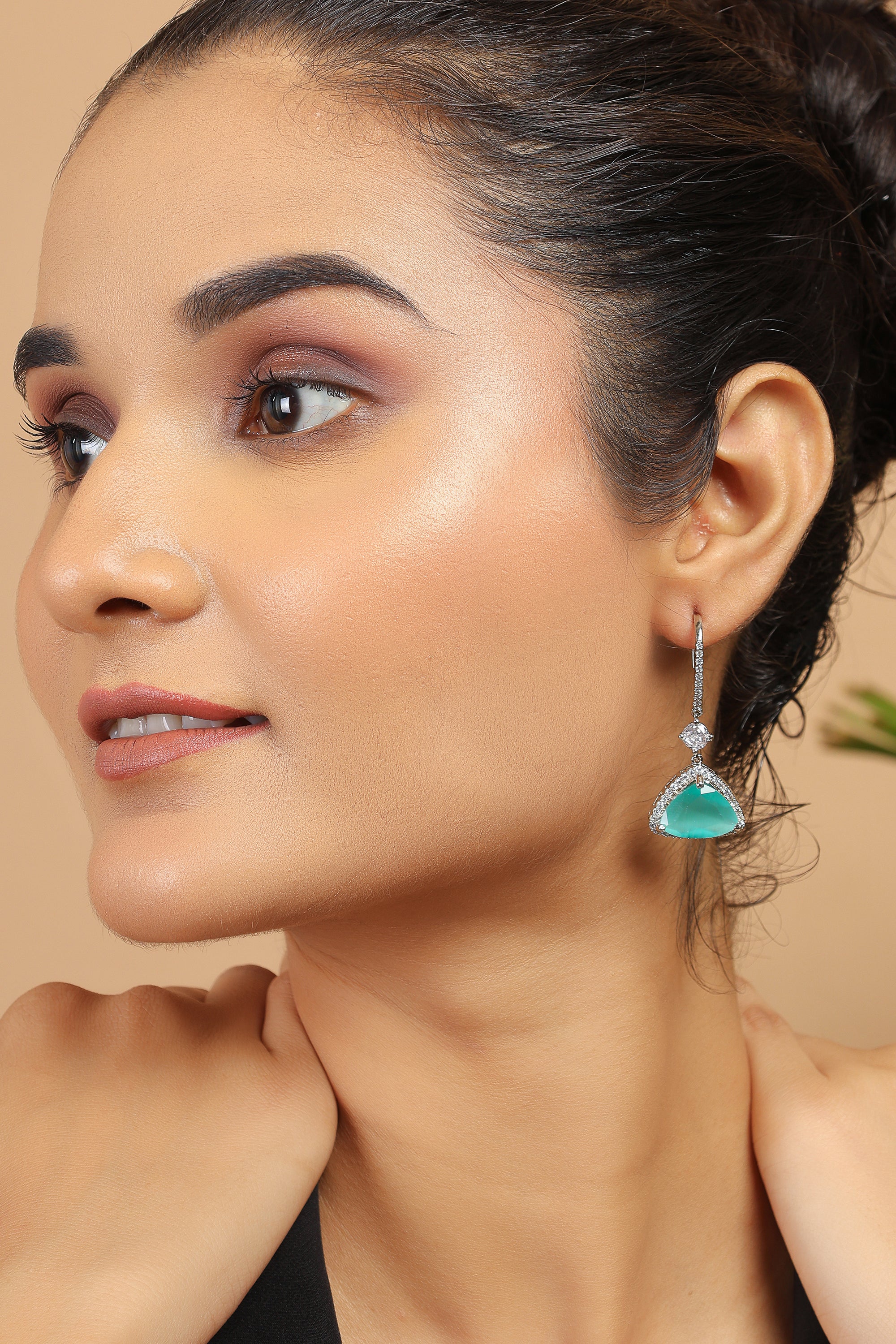 Green American Diamond Earrings