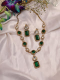 Royal Emerald  Moissanite Polki Necklace Set