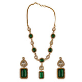 Royal Emerald  Moissanite Polki Necklace Set