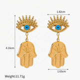 Gold Plated Hamsa Eye Earrings
