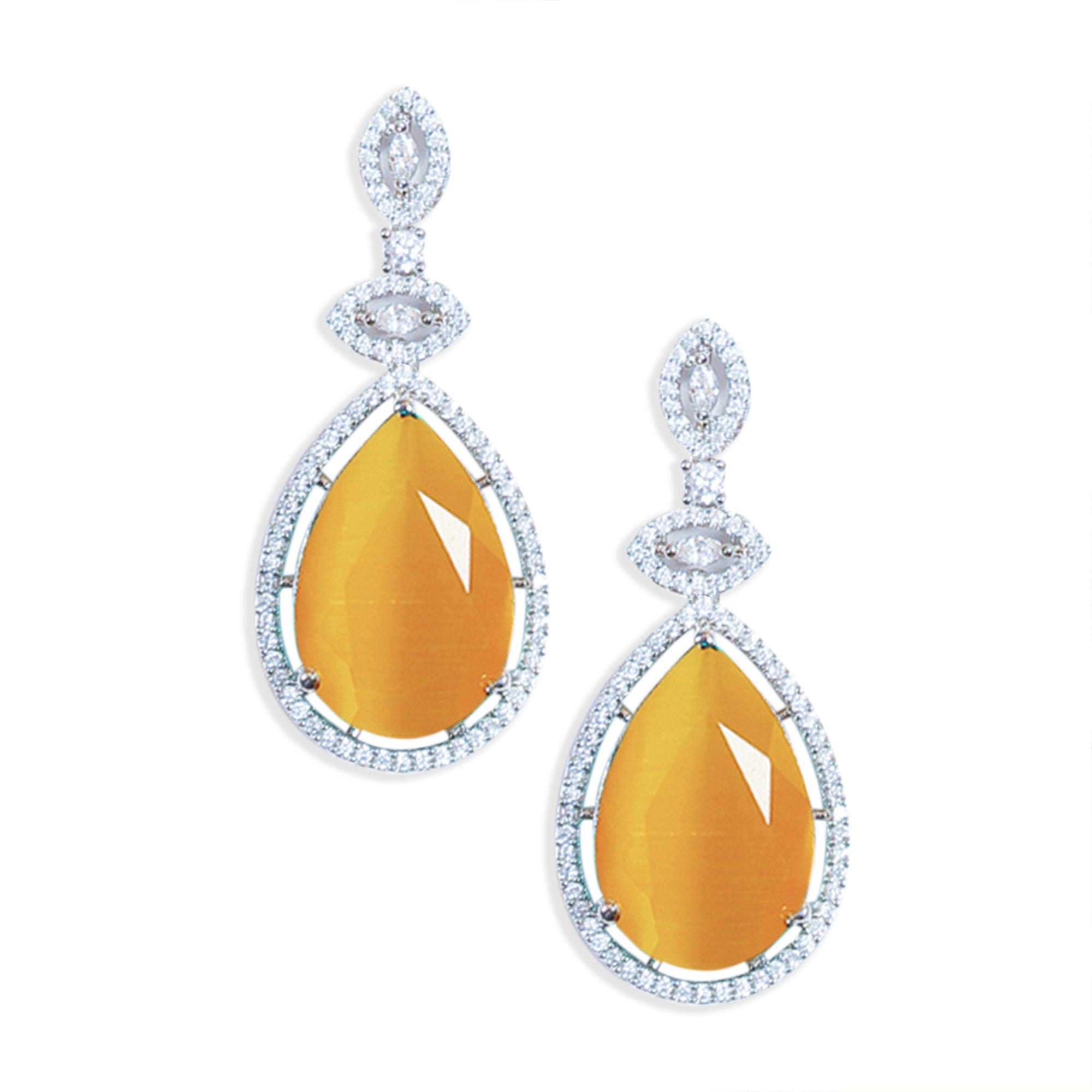 Yellow Silver Plated American Diamond Necklace Set