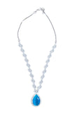 Handcrafted Blue Silver Plated American Diamond Necklace Set