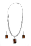 Silver Plated Crystal Zirconia Studded Statement Necklace Set