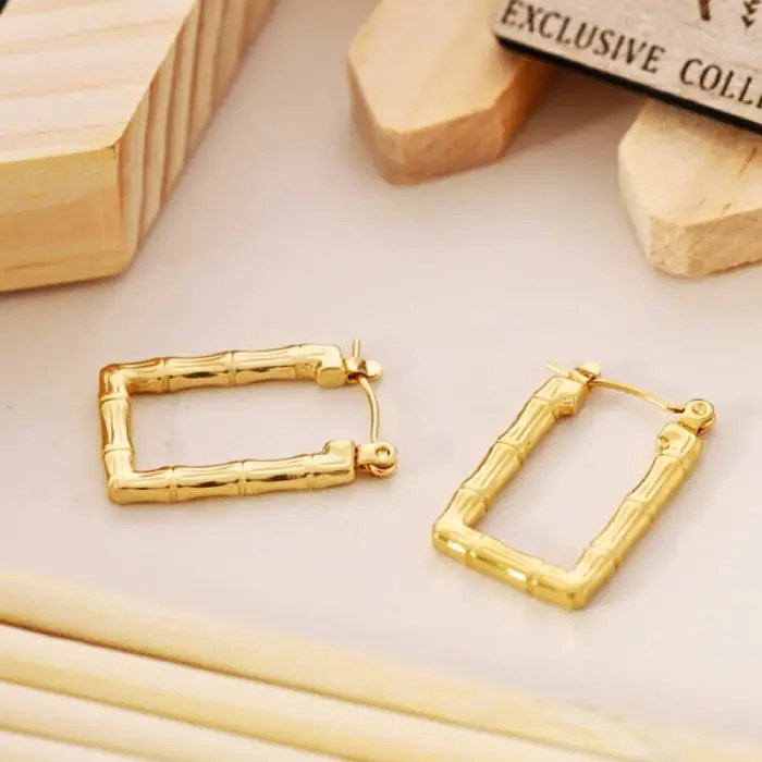 18K Gold-Plated Bamboo Hoop Earrings