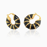 Black Enamel Hoops