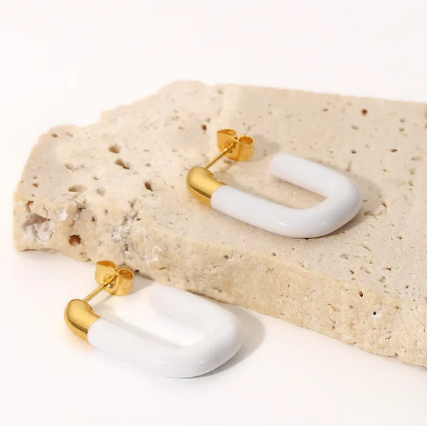 U-Shaped Enamel Earrings