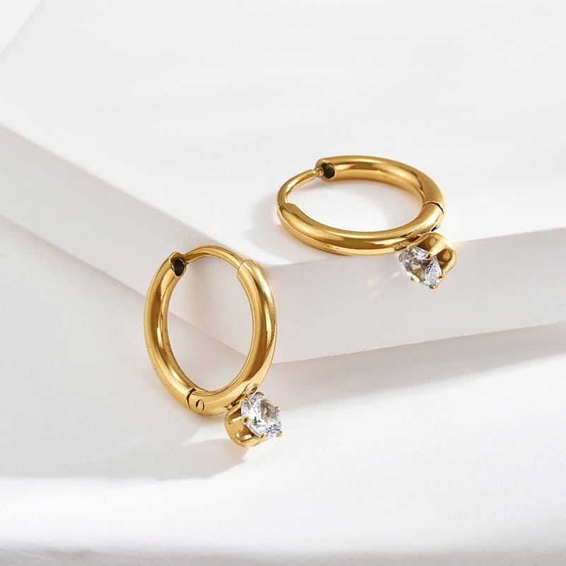 Solitaire Hoop Earrings