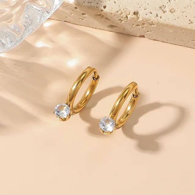 Solitaire Hoop Earrings