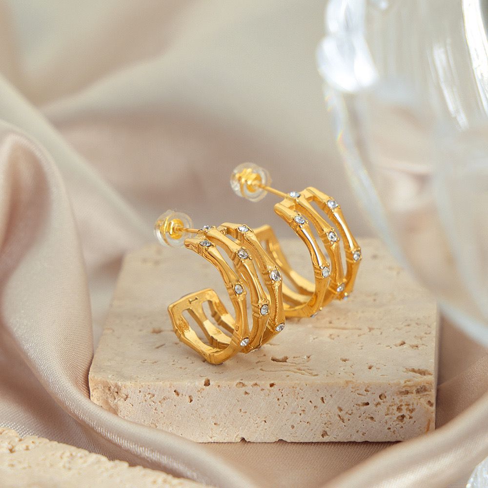 Radiant 18K Gold Plated Zircon Hoop Earrings