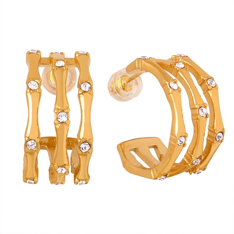 Radiant 18K Gold Plated Zircon Hoop Earrings
