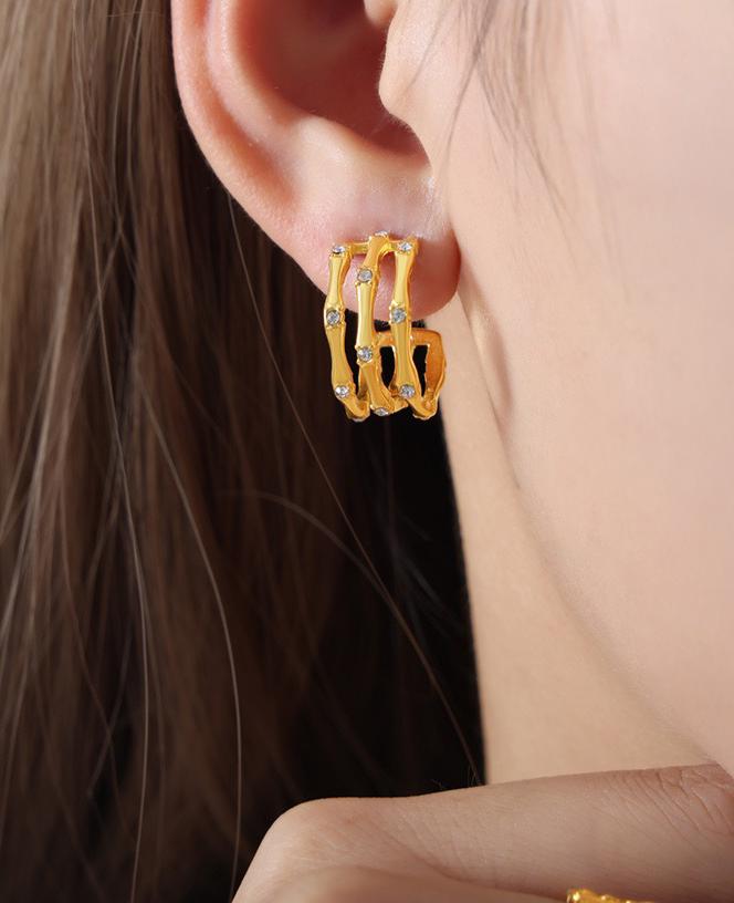 Radiant 18K Gold Plated Zircon Hoop Earrings