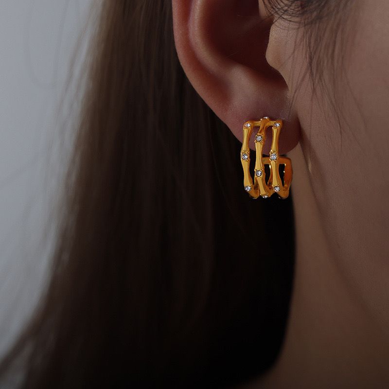 Radiant 18K Gold Plated Zircon Hoop Earrings