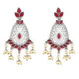 Ruby Studded German Silver Drop Earrings