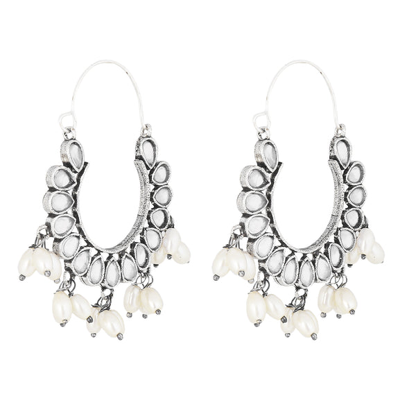 Blue - German Silver-Plated Ethnic Drop Earrings 55
