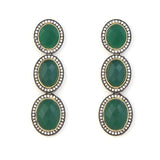 Emerald Studded Earrings with black rhodium polish