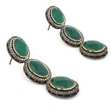 Emerald Studded Earrings with black rhodium polish